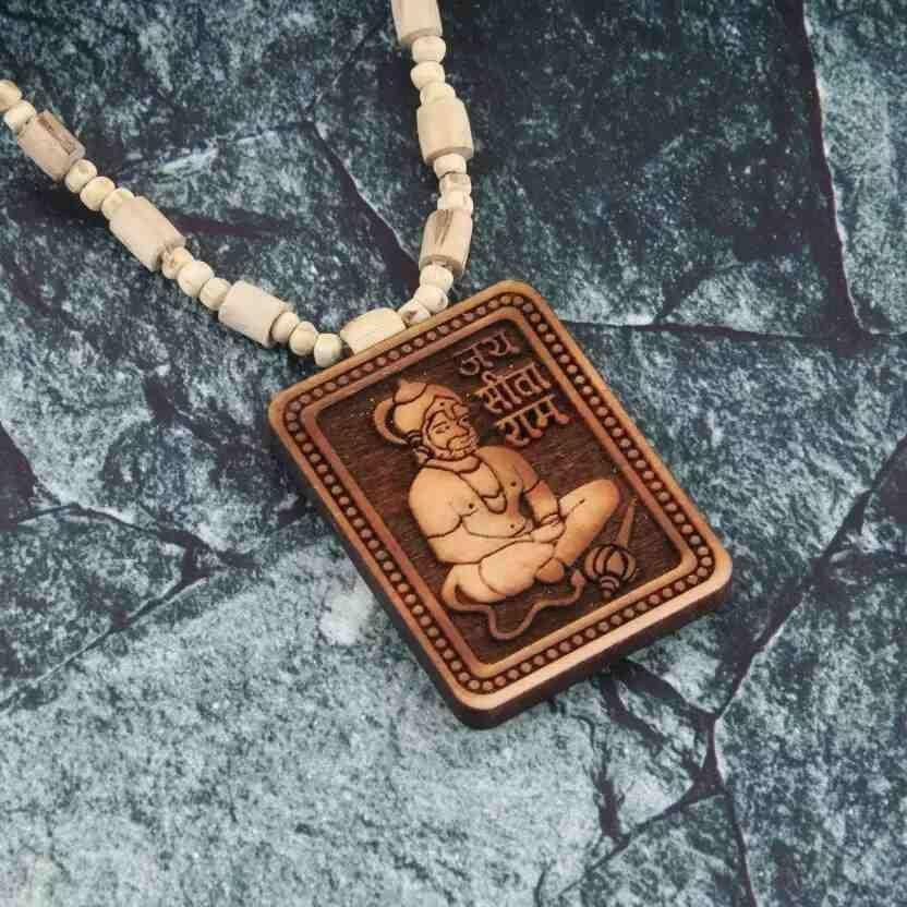 Original & Natural Wood Tulsi Kanthi Mala With Hanuman ji Locket Pendant (Pack of 2) | Buy 1 Get 1 FREE