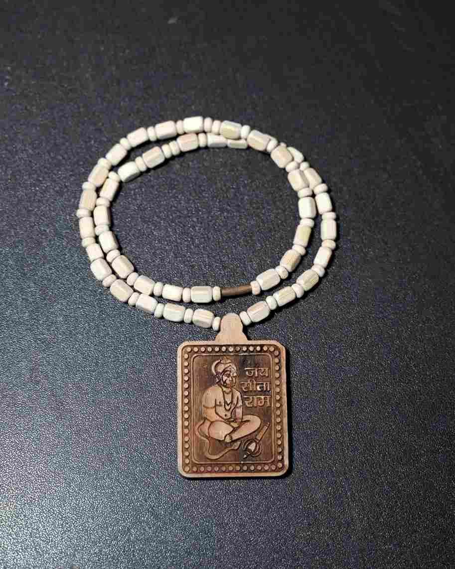 Original & Natural Wood Tulsi Kanthi Mala With Hanuman ji Locket Pendant (Pack of 2) | Buy 1 Get 1 FREE